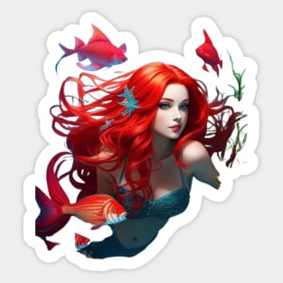 Floating Redhead Mermaid Sticker